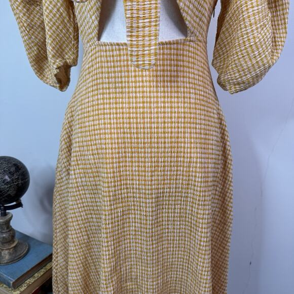 NWT Rhode Ginny Tie Front Gingham Midi Dress US 8 Retro Smocked Flattering - Picture 5 of 15
